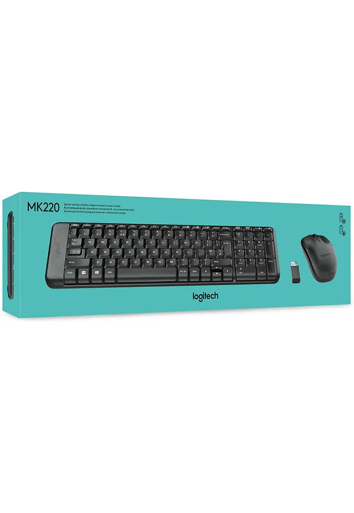 كيبورد لوحة مفاتيح مع ماوس LOGITECH WIRELESS KEYBOARD AND MOUSE COMBO MK220