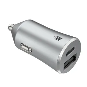 3.4A Dual Port USB-A and USB-C Car Charger - Gray