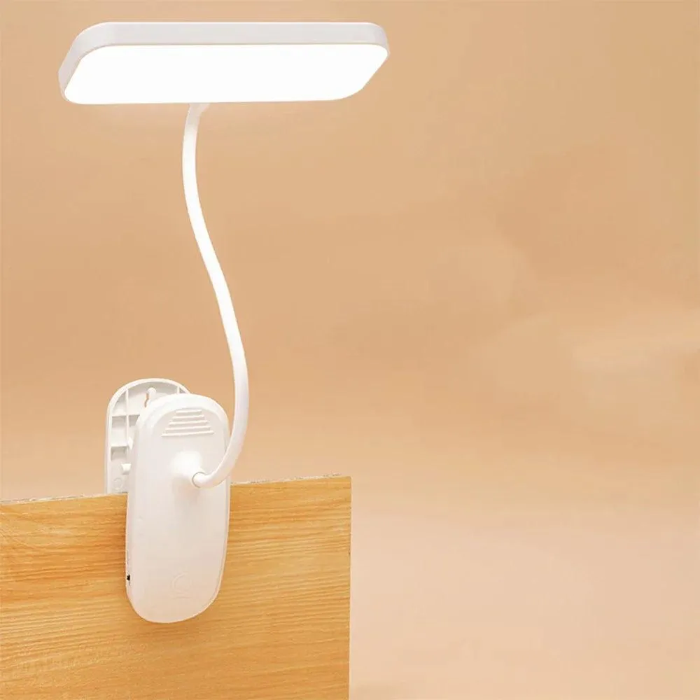 360° Flexible Clip-on Study Lamp: USB Rechargeable Desk Light