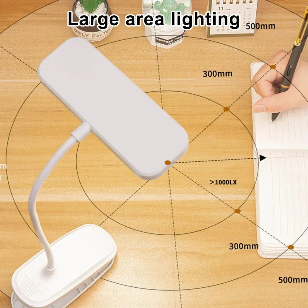 360° Flexible Clip-on Study Lamp: USB Rechargeable Desk Light