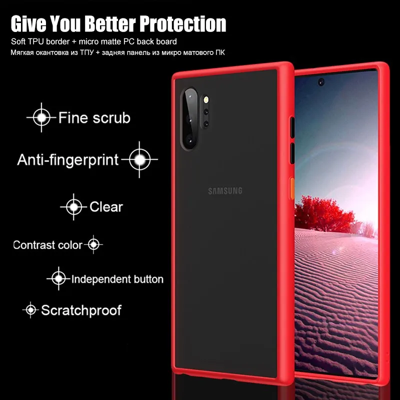 360 Shockproof Silicone Bumper Phone Case For Samsung Galaxy Note 10 Plus Note10 Black Transparent Matte Hard Protective Cover