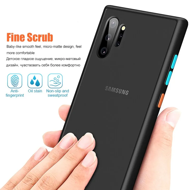 360 Shockproof Silicone Bumper Phone Case For Samsung Galaxy Note 10 Plus Note10 Black Transparent Matte Hard Protective Cover