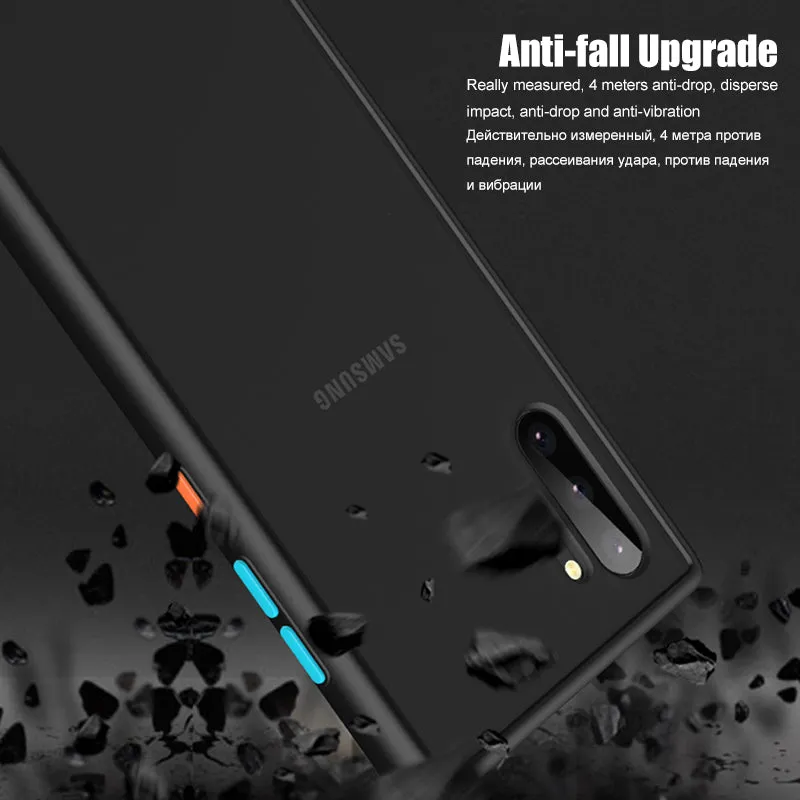 360 Shockproof Silicone Bumper Phone Case For Samsung Galaxy Note 10 Plus Note10 Black Transparent Matte Hard Protective Cover