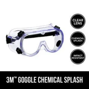 3M™ Goggle Chemical Splash, 91252H1-DC-14, Black Strap, Clear Lens,
14/case