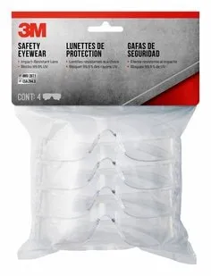 3M™ Indoor Safety Eyewear with Clear Lens, Contractor Pack,
90834-00000B, 4/pack, 10 packs/case