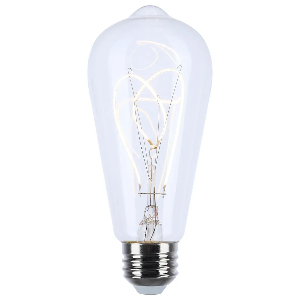 6 Watt LED - Reminiscent - Flex Gray Filament - ST19 Loop - Medium Base - 2700K CCT - Clear - 120 Volt - 6-Pack