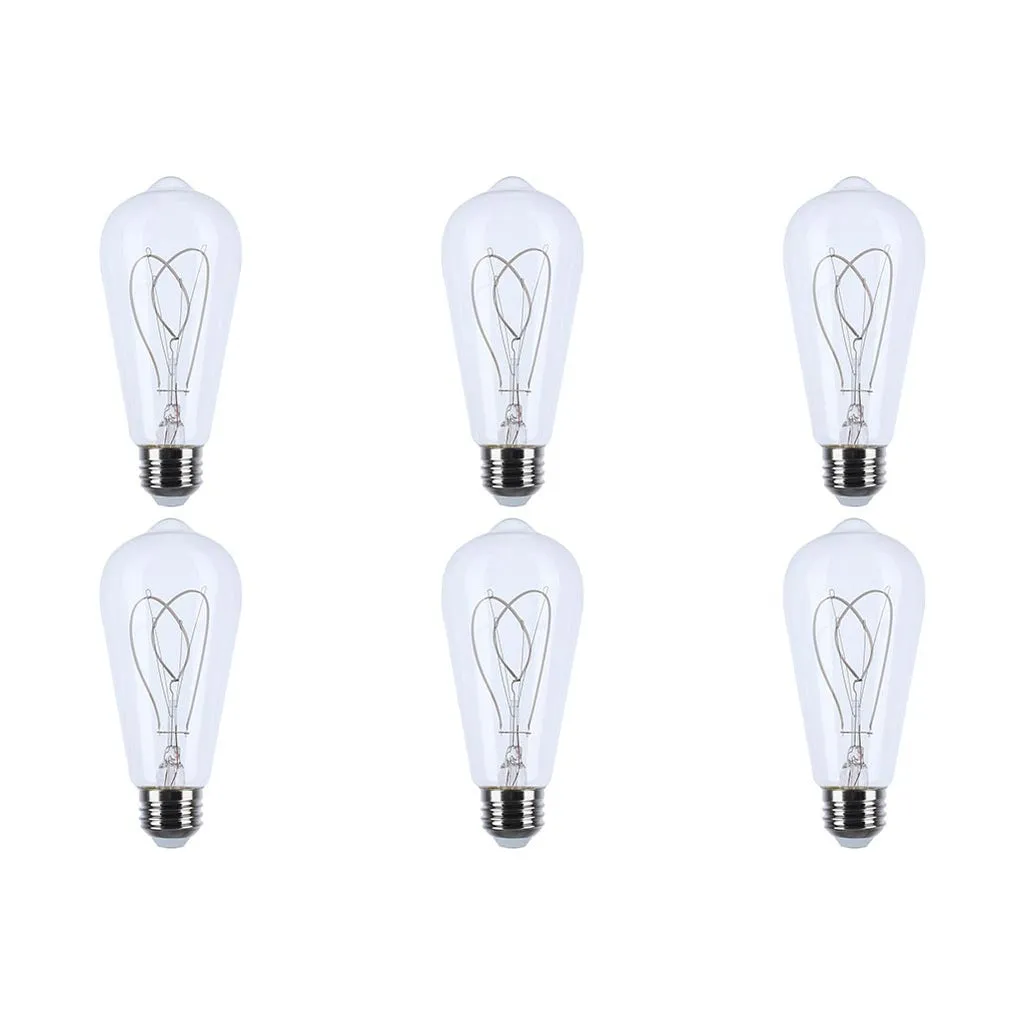 6 Watt LED - Reminiscent - Flex Gray Filament - ST19 Loop - Medium Base - 2700K CCT - Clear - 120 Volt - 6-Pack