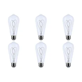 6 Watt LED - Reminiscent - Flex Gray Filament - ST19 Loop - Medium Base - 2700K CCT - Clear - 120 Volt - 6-Pack