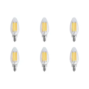 8W C11 LED - Clear - Candelabra base - 3000K - 90 CRI - 760 Lumens - 120V - 6-Pack