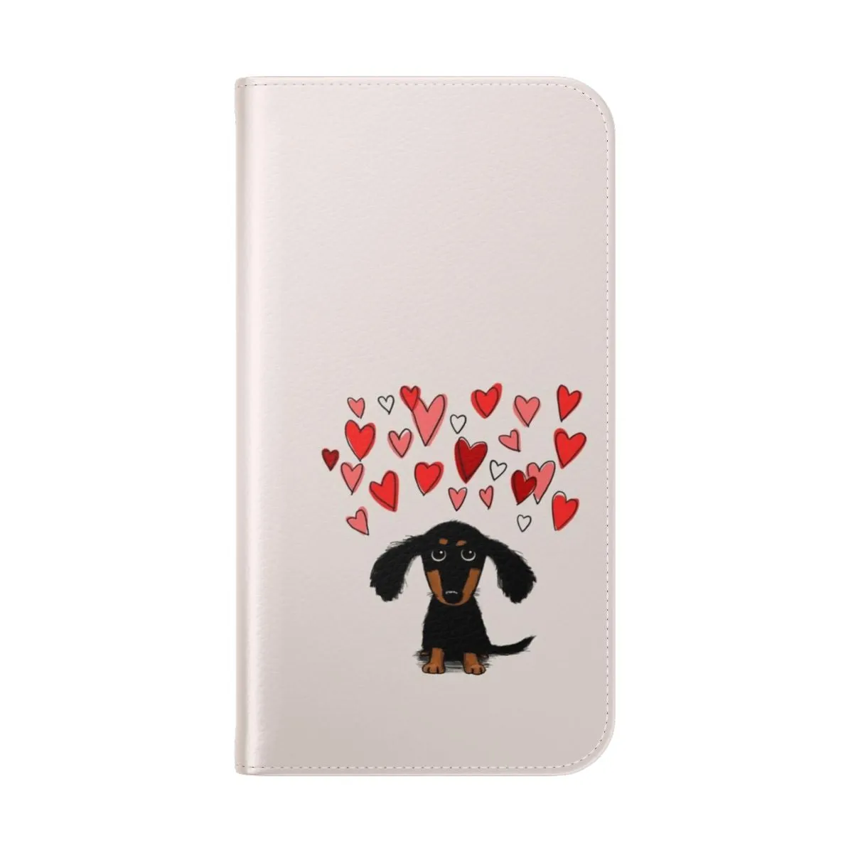 Adorable Dachshund Puppy Dog Phone Case with Valentine Hearts