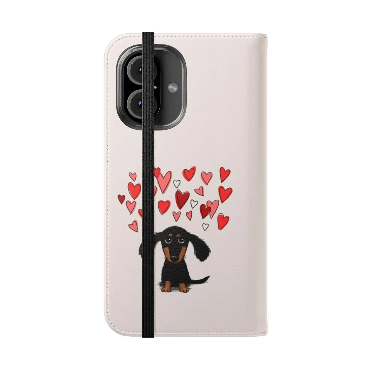 Adorable Dachshund Puppy Dog Phone Case with Valentine Hearts