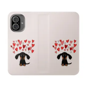 Adorable Dachshund Puppy Dog Phone Case with Valentine Hearts