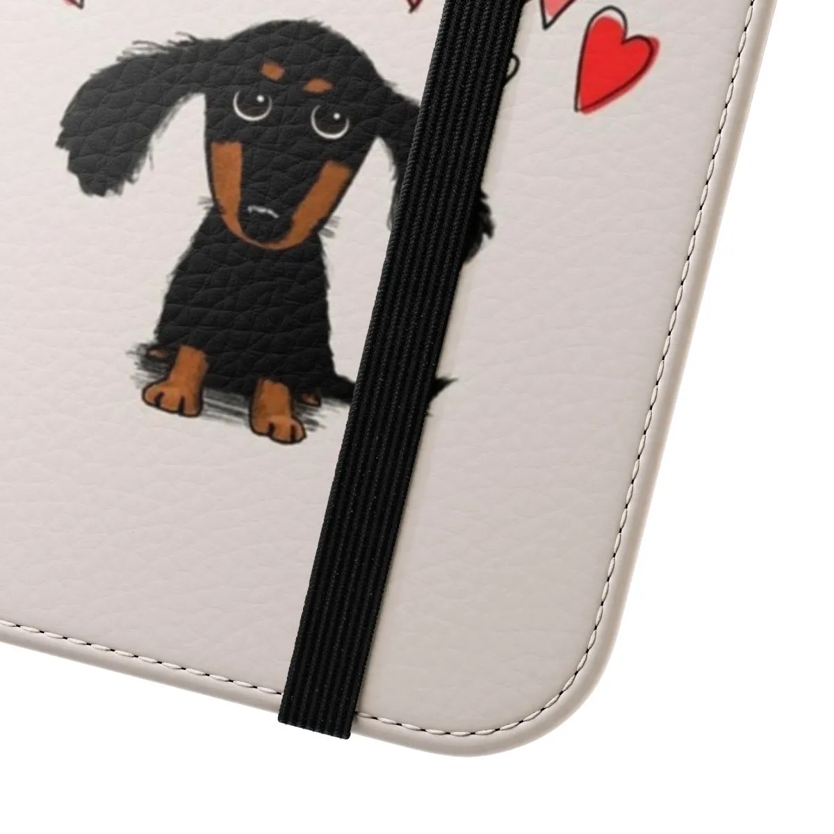 Adorable Dachshund Puppy Dog Phone Case with Valentine Hearts