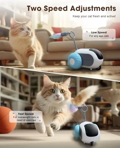 AIPERRO Cat Toys for Indoor Cats, Smart Interactive Cat Toy with Two-Speed Adjustment, Remote Control USB Rechargeable Automatic Cat Exercise Toys for Bored Indoor Adult Cats Kittens (Blue)