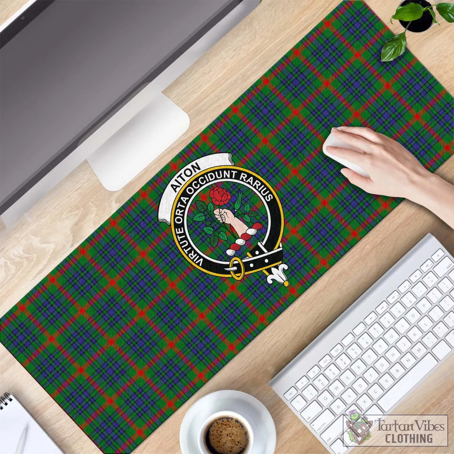 Aiton Tartan Mouse Pad with Family Crest