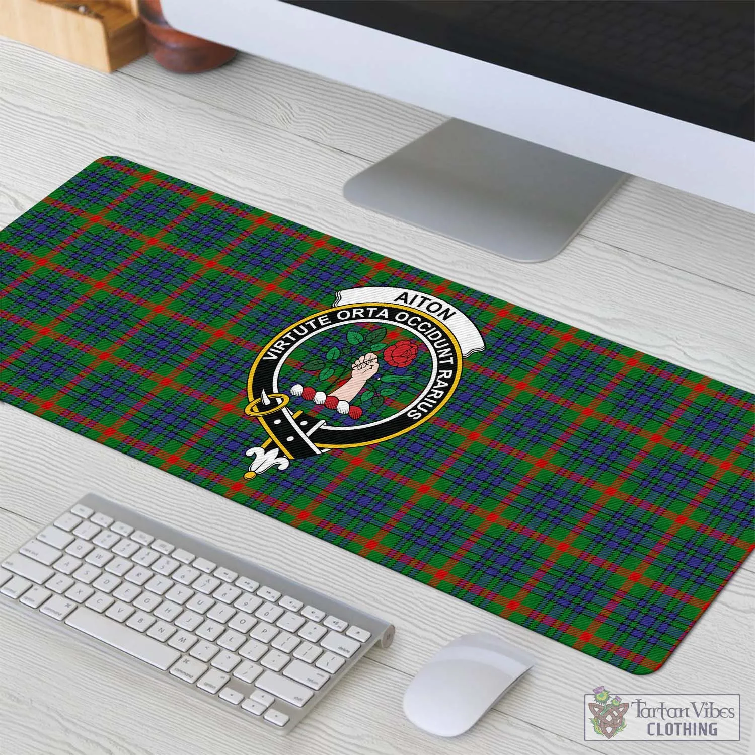 Aiton Tartan Mouse Pad with Family Crest