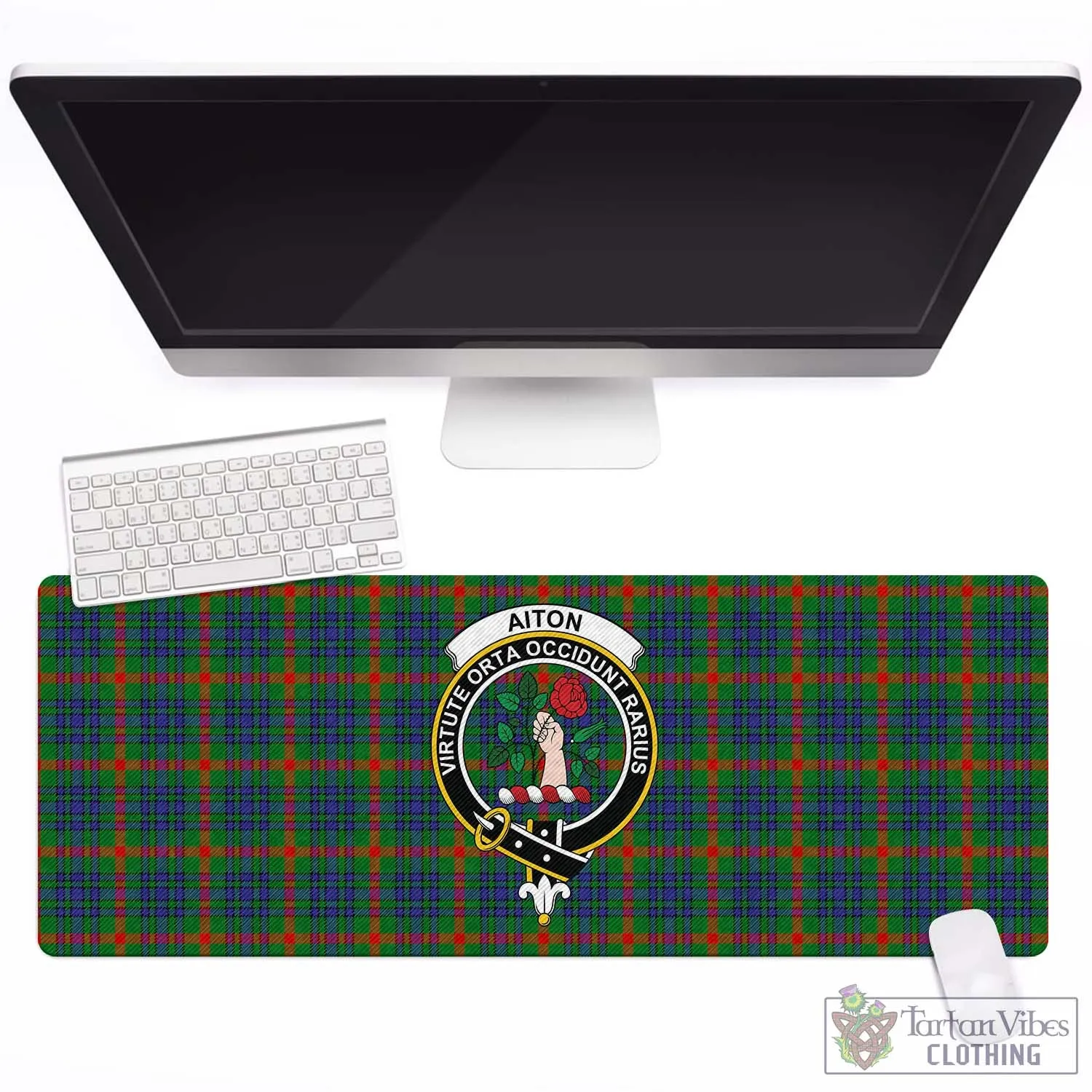 Aiton Tartan Mouse Pad with Family Crest