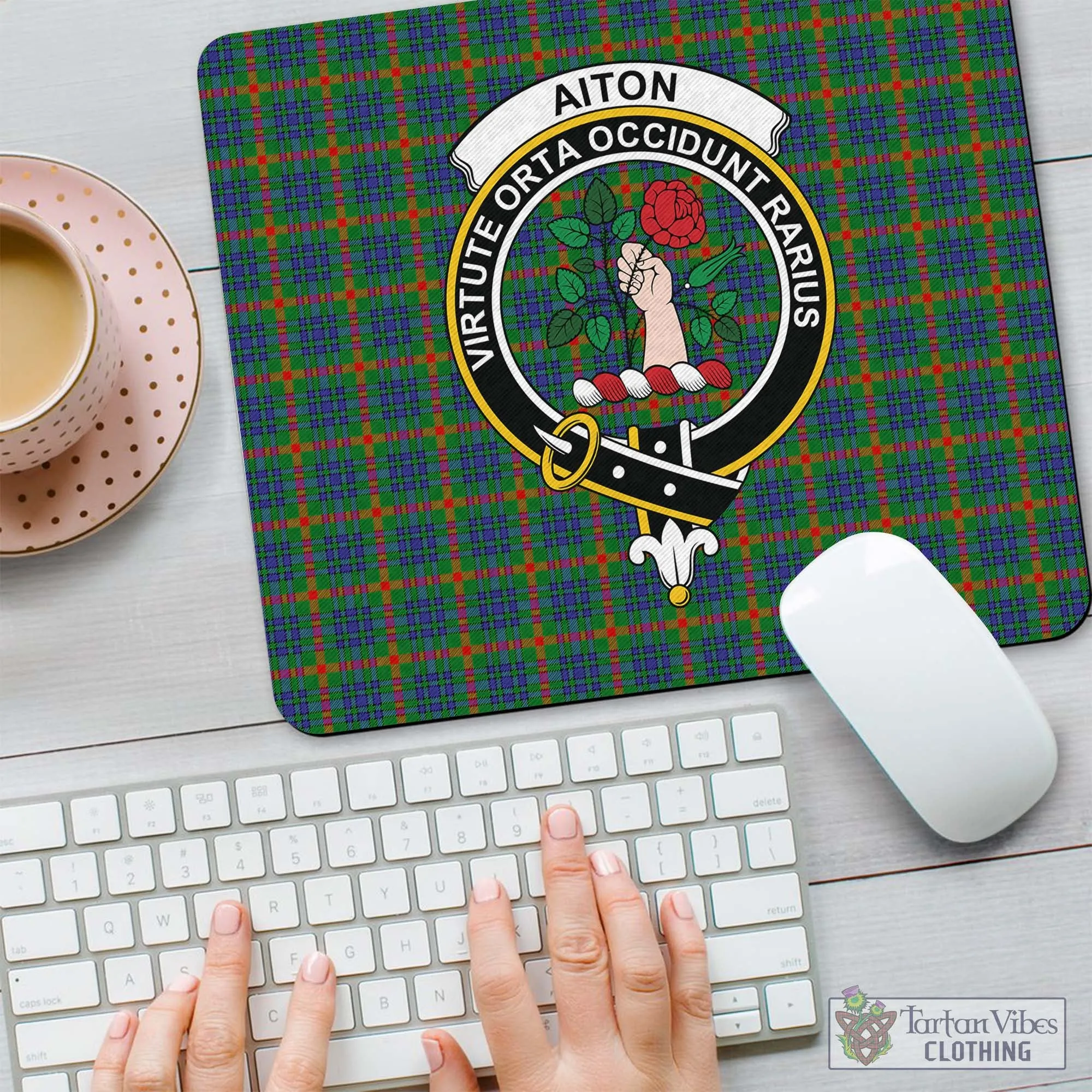 Aiton Tartan Mouse Pad with Family Crest