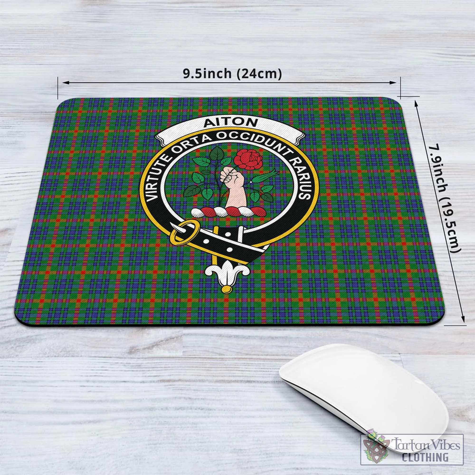 Aiton Tartan Mouse Pad with Family Crest