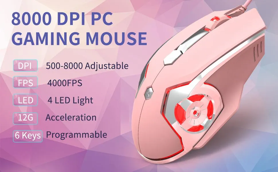 Ajazz AJ120 Pink wired Gaming Mouse RGB