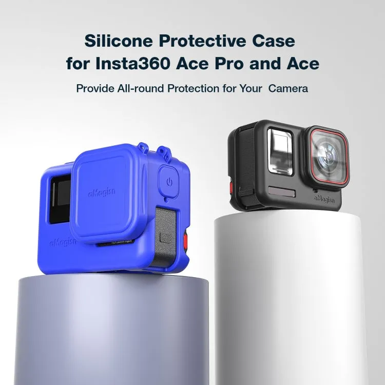 aMagisn Silicone Protection Case Sports Camera Protection Accessories For Insta360 Ace Pro (Blue)