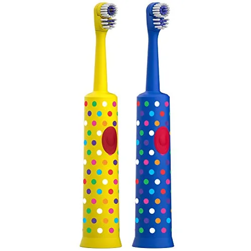 Amazon Brand - Solimo Kids Battery Powered Toothbrush, 2 Count