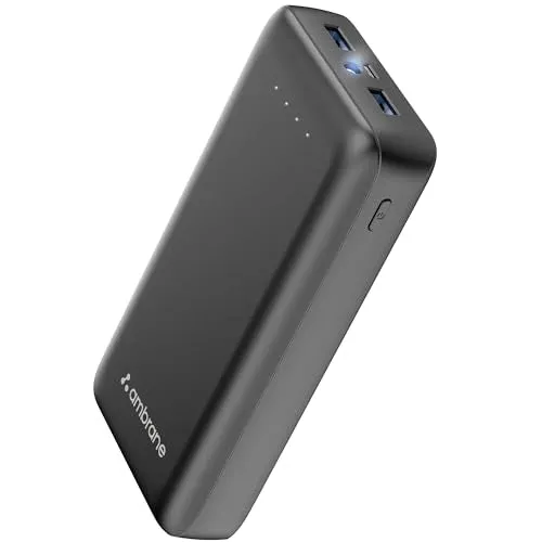 Ambrane 27000mAh Li-Polymer Powerbank with Type C and USB Ports | Fast Charging for Smartphones, Smart Watches, Neckbands & Other Devices (PP-30 Pro, Black)