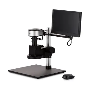 AmScope DM650 Series Digital Video Inspection Digital Microscope HD 0.6X-5X Magnification on Table Stand with Smart Motorized Auto-Zoom   11.6" HD Monitor