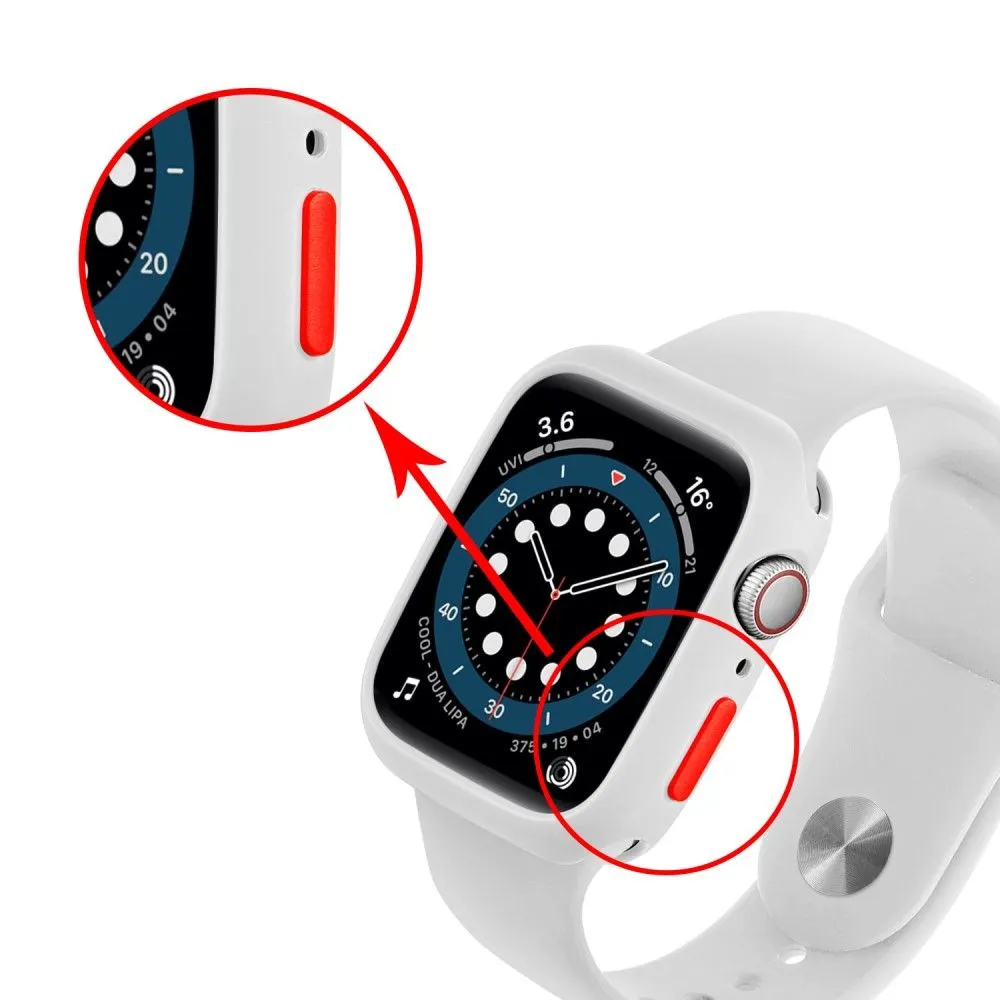 Apple Watch (45mm) candy color button TPU cover - White / Red