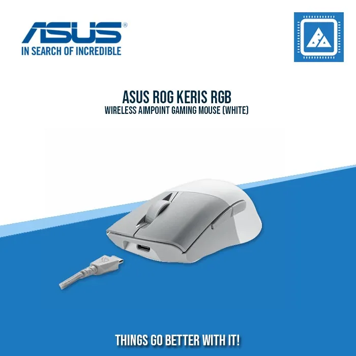 ASUS ROG KERIS RGB WIRELESS AIMPOINT GAMING MOUSE (WHITE)