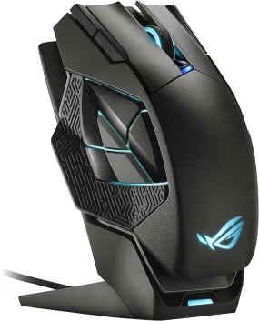 ASUS ROG Spatha X Wireless Gaming Mouse: Magnetic Charging Stand, 12 Buttons, 19K DPI, Hot Swap Switches, ROG Micro Switches, Paracord, RGB.