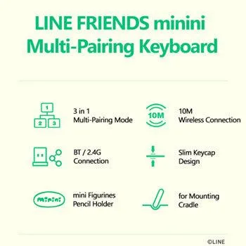 ★Authentic★LINE FRIENDS minini Wireless Keyboard/ 3in1 Multi Pairing/Multi Connection/Slim Design