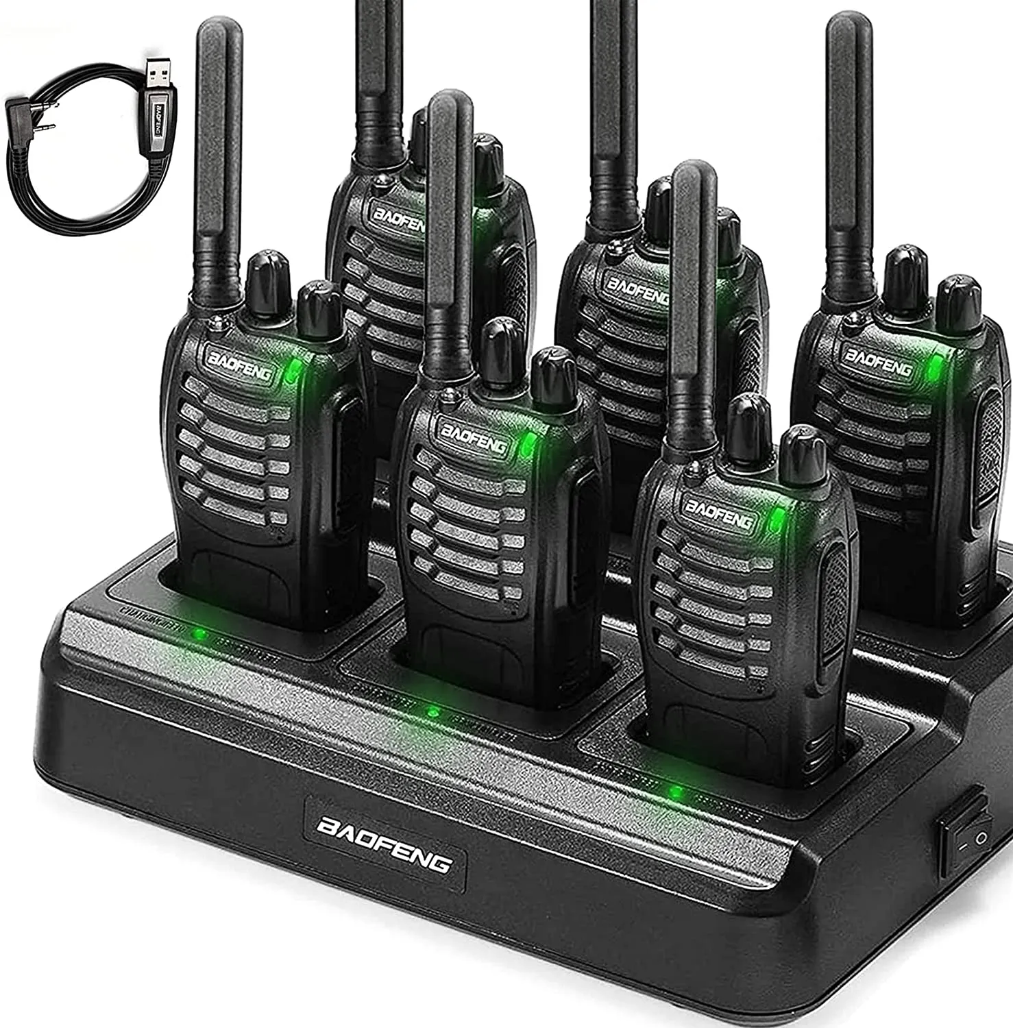 BAOFENG BF-88ST [6 Packs] with Six-way Charger & Cable | USB Charging