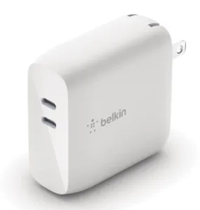 Belkin BOOST↑CHARGE™ Dual USB-C PD GaN Wall Charger 68W - White - Brand New