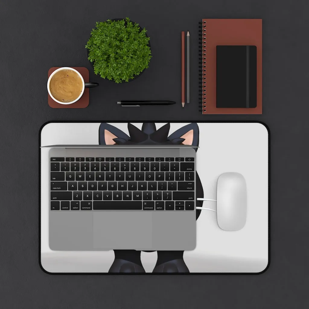 Black Kitty Desk Mat