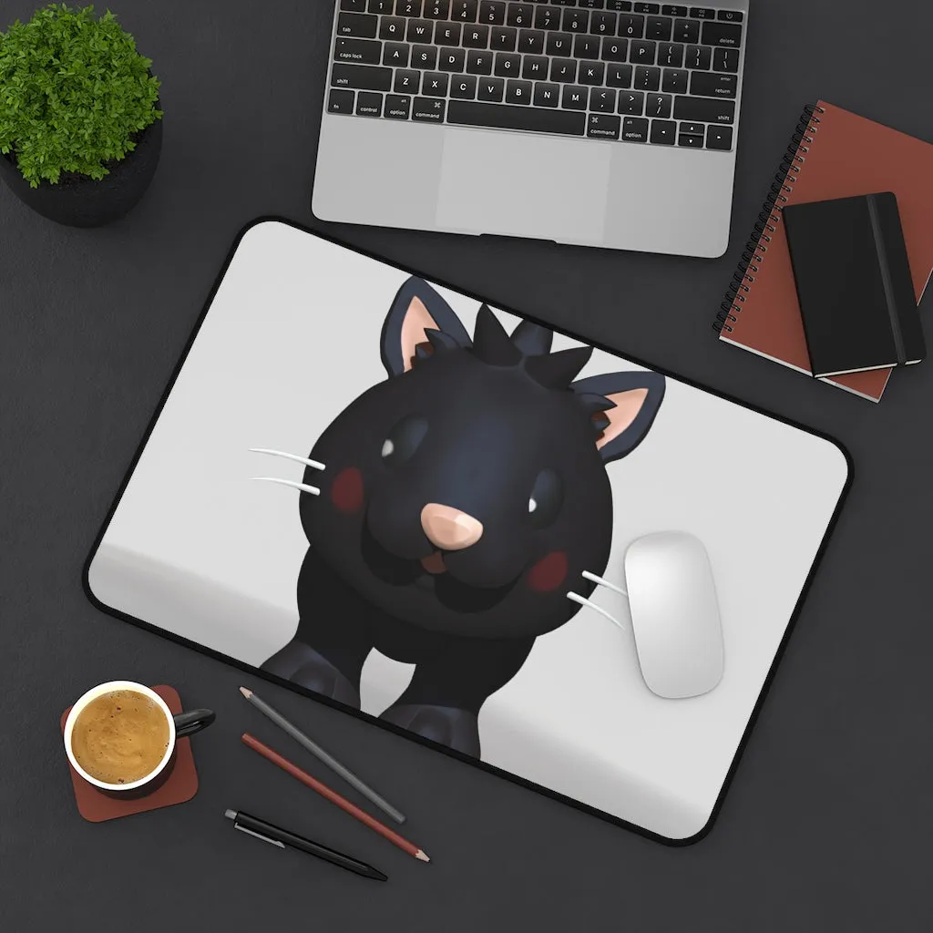 Black Kitty Desk Mat