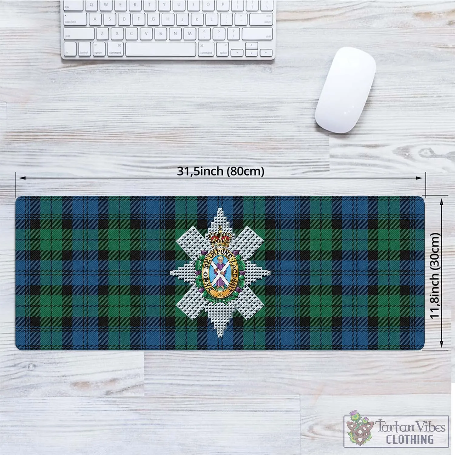 Black Watch Ancient Tartan Mouse Pad with Family Crest