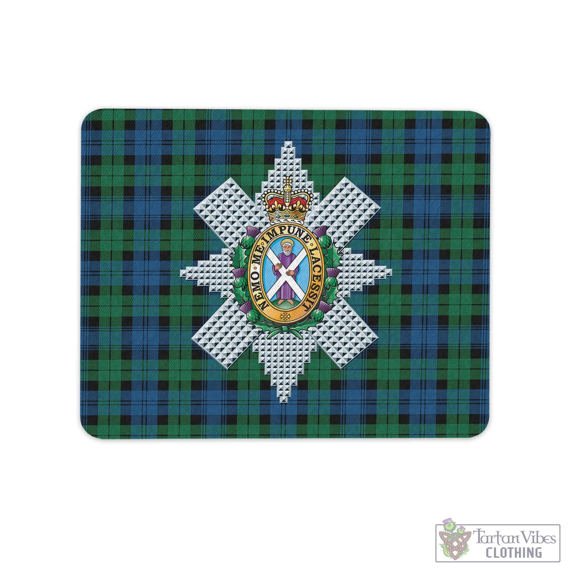 Black Watch Ancient Tartan Mouse Pad with Family Crest