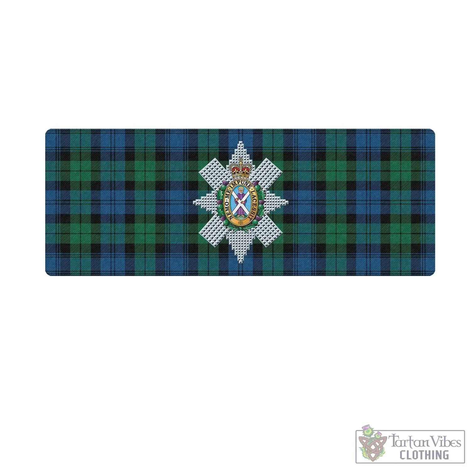 Black Watch Ancient Tartan Mouse Pad with Family Crest