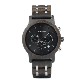 BOBO BIRD WP19 Wooden Mens Watches Newest Luxury Wood Metal Strap Chronograph Date Quartz Watch Luxury Versatile Timepieces