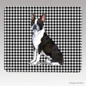 Boston Terrier Houndstooth Mouse Pad