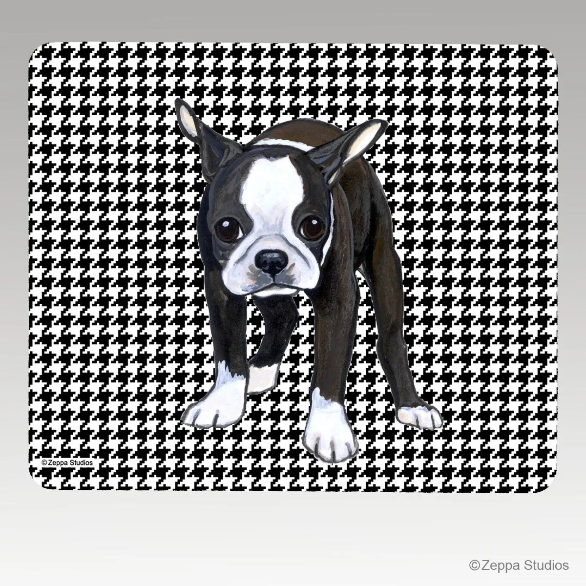 Boston Terrier Houndstooth Mouse Pad