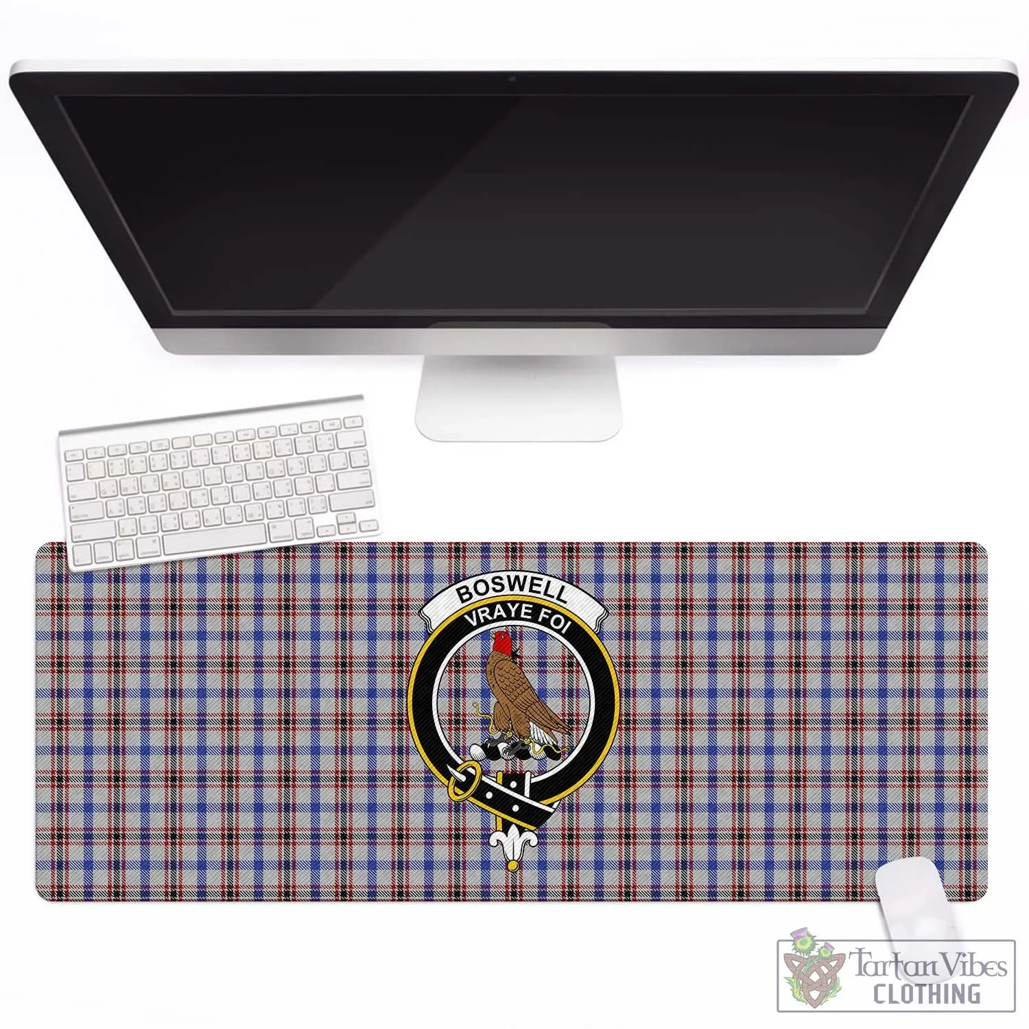 Boswell Tartan Mouse Pad with Family Crest