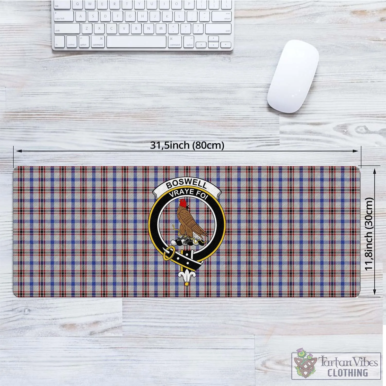 Boswell Tartan Mouse Pad with Family Crest