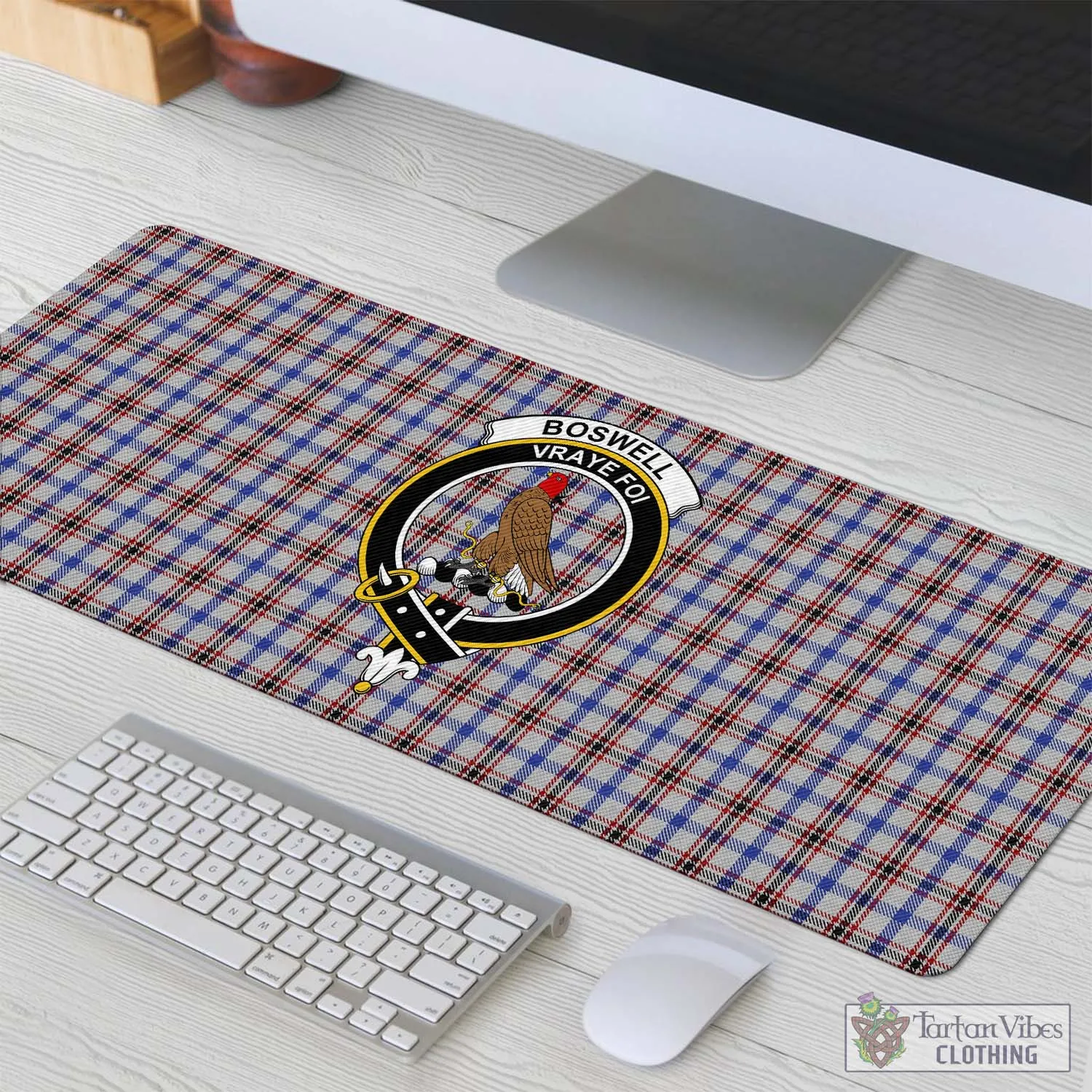 Boswell Tartan Mouse Pad with Family Crest