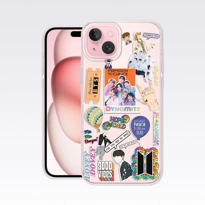 BTS Cute Sticker Pattern-2 Clear Silicon Cover