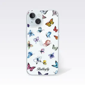 Butterfly - Blue with Floer Clear Silicon Cover