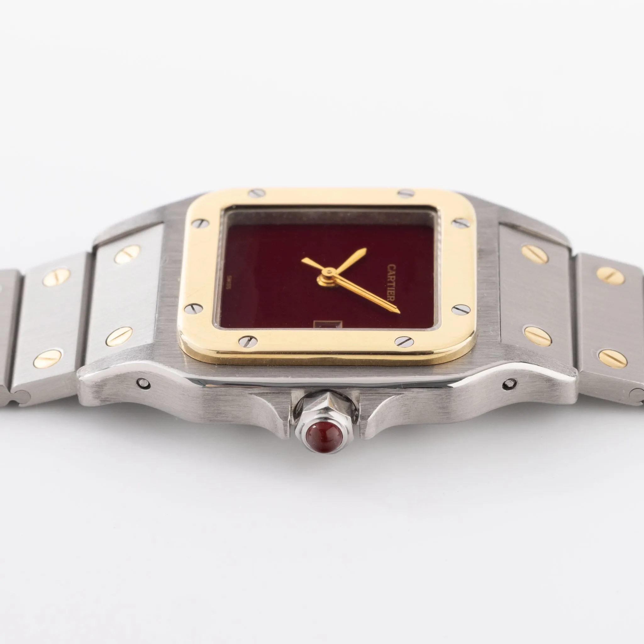 Cartier Santos 2961 Steel and Gold with Burgundy Dial