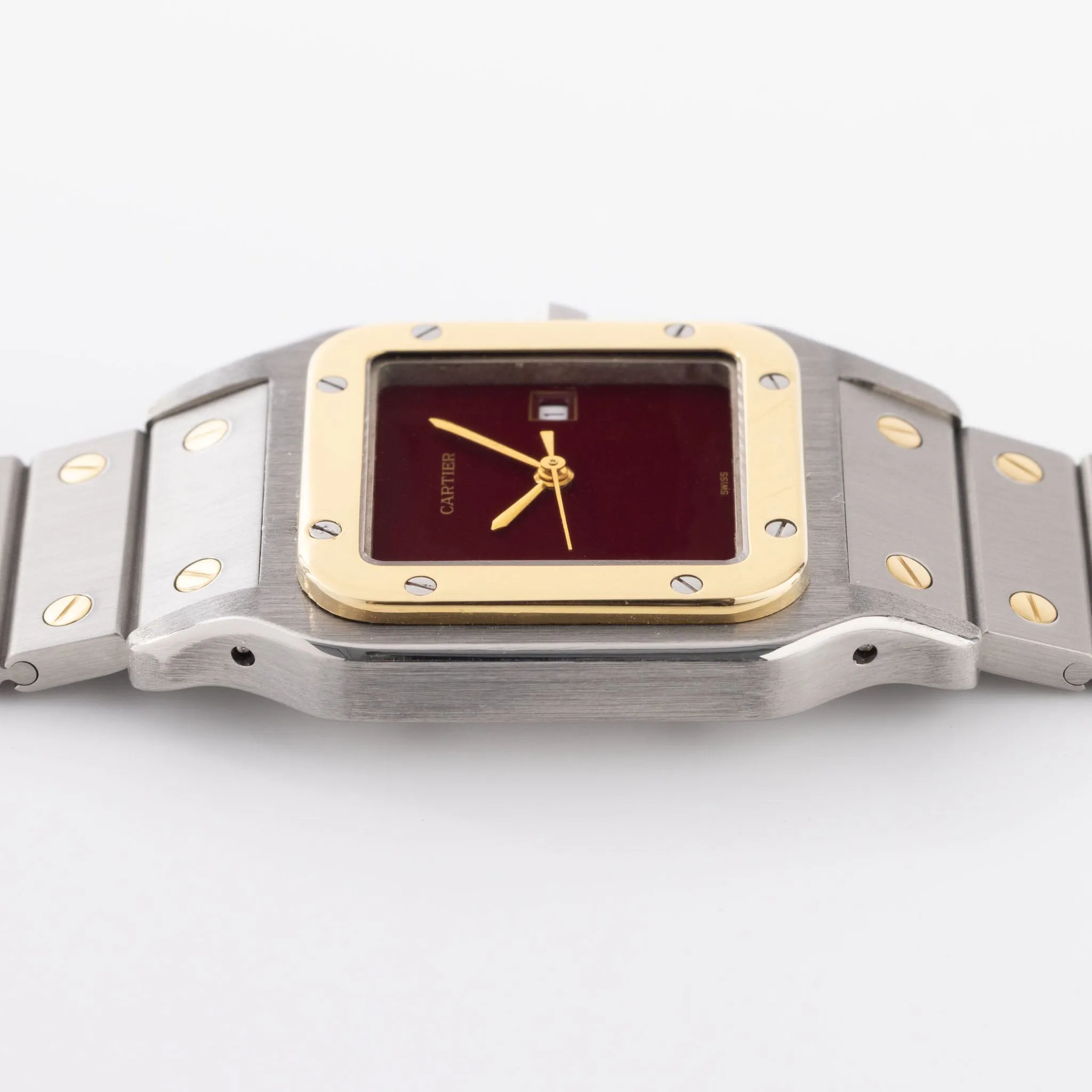 Cartier Santos 2961 Steel and Gold with Burgundy Dial