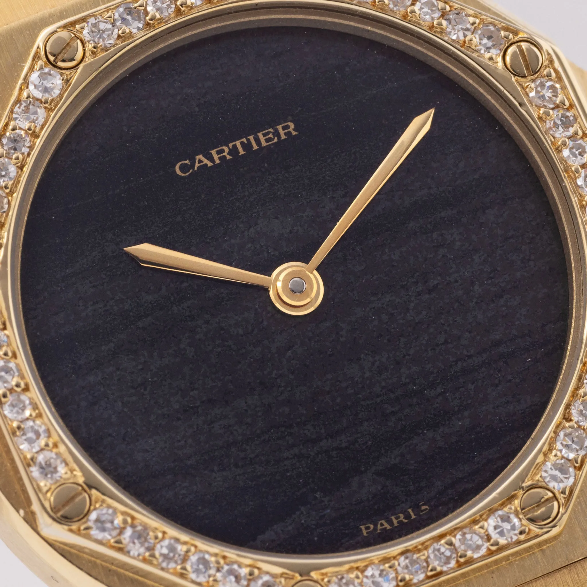 Cartier Santos Octagon "Ferrite Dial" Yellow Gold Diamond Set Ref 2965